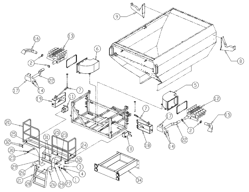 Схема запчастей Case IH 437 - (04-009) - REAR BOOM GROUP, 3 INCH TUBES Boom Group