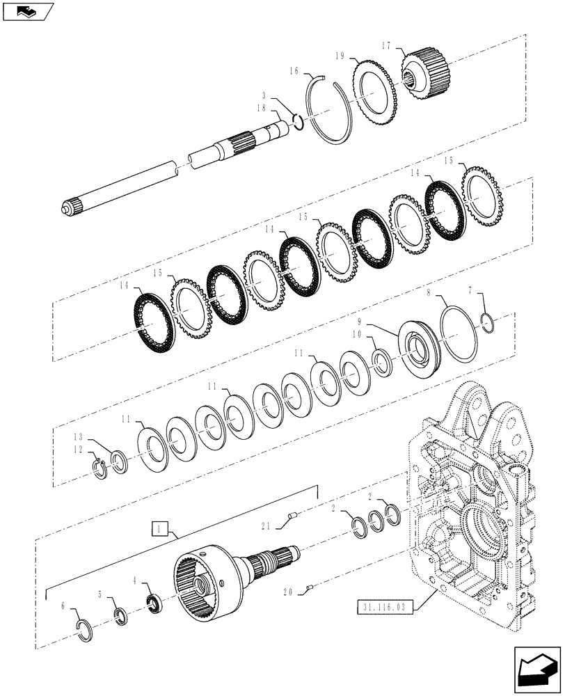 Схема запчастей Case IH PUMA 130 - (31.116.06) - VAR - 390801, 332801, 330801, 332805, 330800, 330809 - PTO CLUTCH - CLUTCH & DISC ASSY (31) - IMPLEMENT POWER TAKE OFF