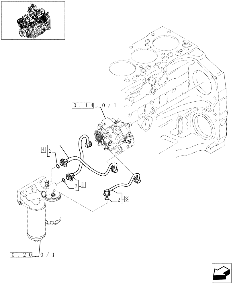 Схема запчастей Case IH MXU125 - (0.20.3/01) - PIPING FUEL (01) - ENGINE