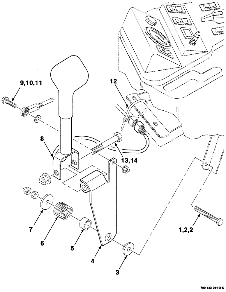 Схема запчастей Case IH 8870 - (04-16) - HANDLE ASSEMBLY (33) - BRAKES & CONTROLS