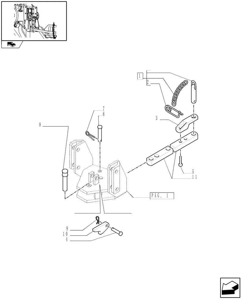 Схема запчастей Case IH FARMALL 95C - (1.89.3/01[02]) - SUPPORT AND DRAWBAR CATEGORY "C" TOW HOOK - PARTS (VAR.330906) (09) - IMPLEMENT LIFT