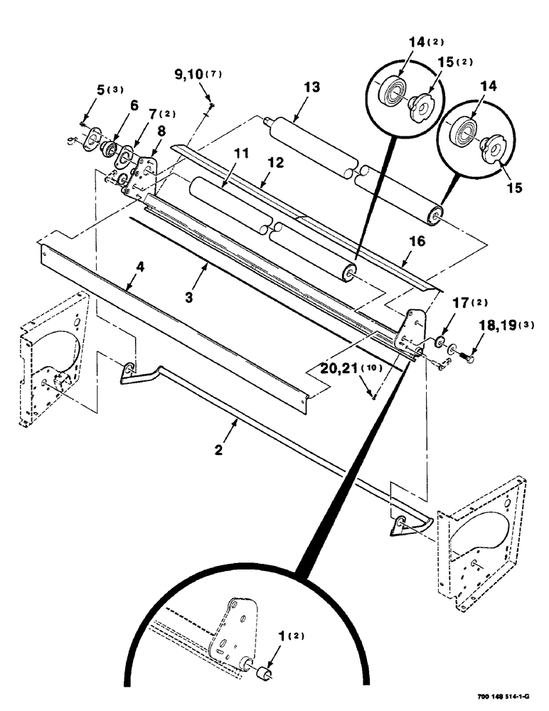 Схема запчастей Case IH RS451 - (7-42) - MESH WRAP ROLLER ASSEMBLIES (12) - MAIN FRAME