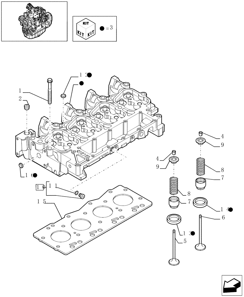 Схема запчастей Case IH F4GE9484A J602 - (0.06.0[01]) - CYLINDER HEAD (504226957) 