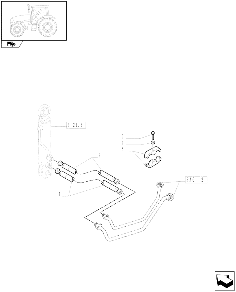 Схема запчастей Case IH PUMA 155 - (1.21.2[03]) - SUSPENDED FRONT AXLE W/MULTI-PLATE DIFF.LOCK - PIPES, AND CYLINDER (VAR.330414-330427-330429-330430) (04) - FRONT AXLE & STEERING