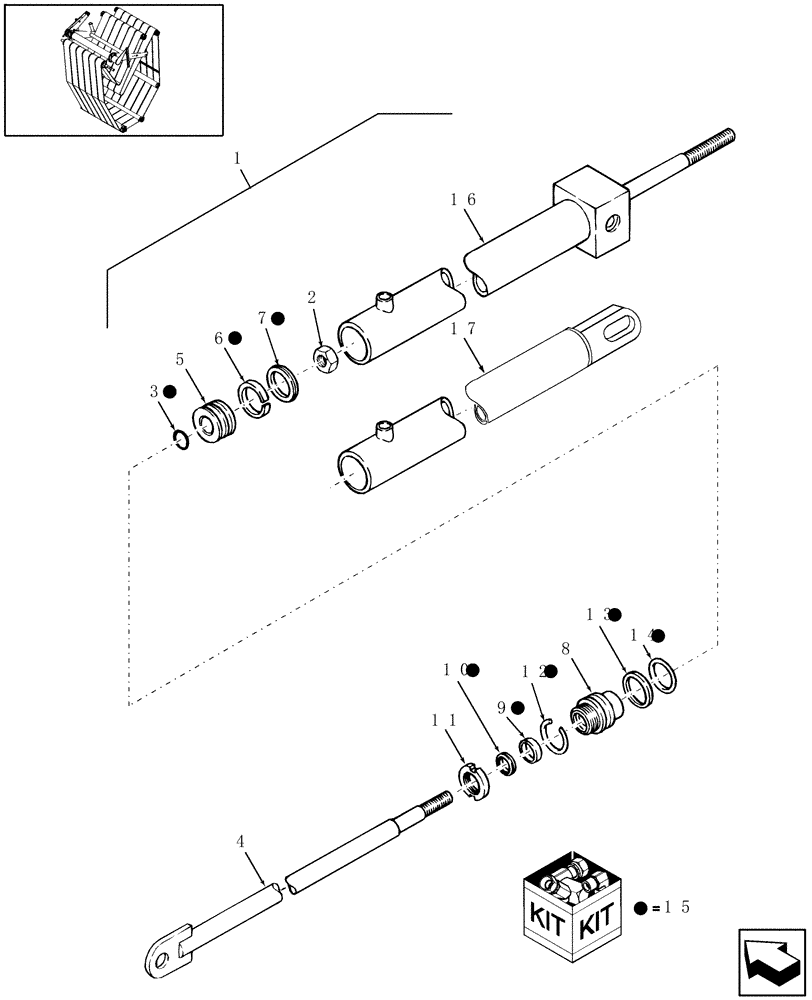 Схема запчастей Case IH RBX452 - (07.43[1]) - HYDRAULICS, BALE TENSION CYLINDERS, 86637315 & 86637002 (07) - HYDRAULIC SYSTEM