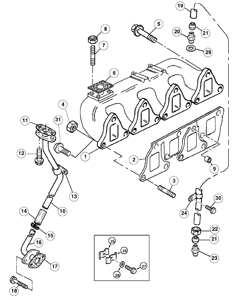 Схема запчастей Case IH CX100 - (02-32) - MANIFOLD, CX100 (02) - ENGINE