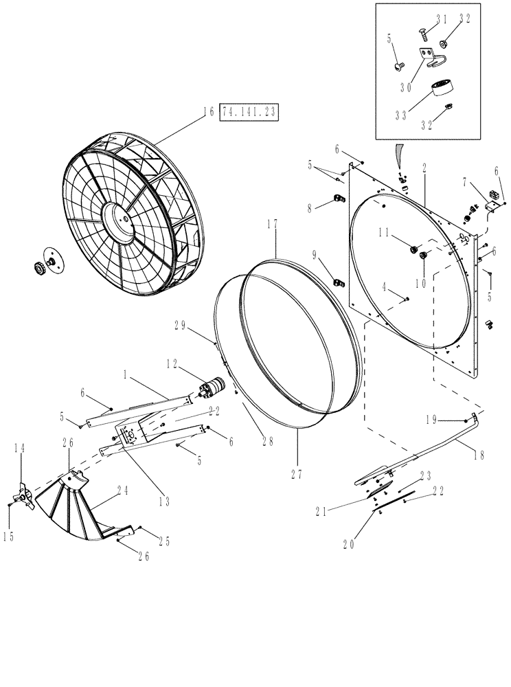 Схема запчастей Case IH 625 - (74.141.22) - ROTARY AIR SCREEN MOUNTING AND BRUSHES (74) - CLEANING