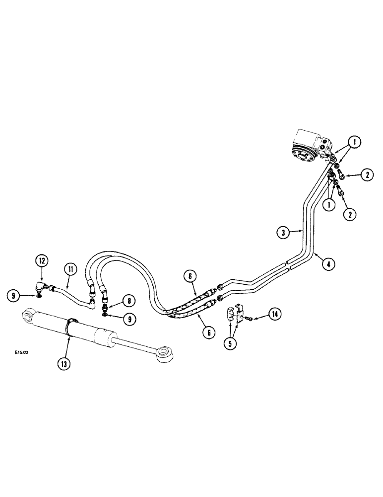 Схема запчастей Case IH 2130 - (5-12) - STEERING PIPES - 2WD, VERSION WITH SINGLE PUMP (05) - STEERING