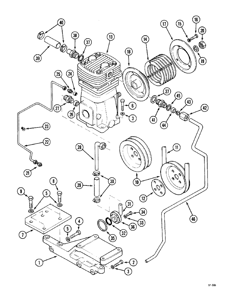 Схема запчастей Case IH 5150 - (7-22) - TRAILER BRAKE - PNEUMATIC COMPRESSOR MOUNTING (07) - BRAKES