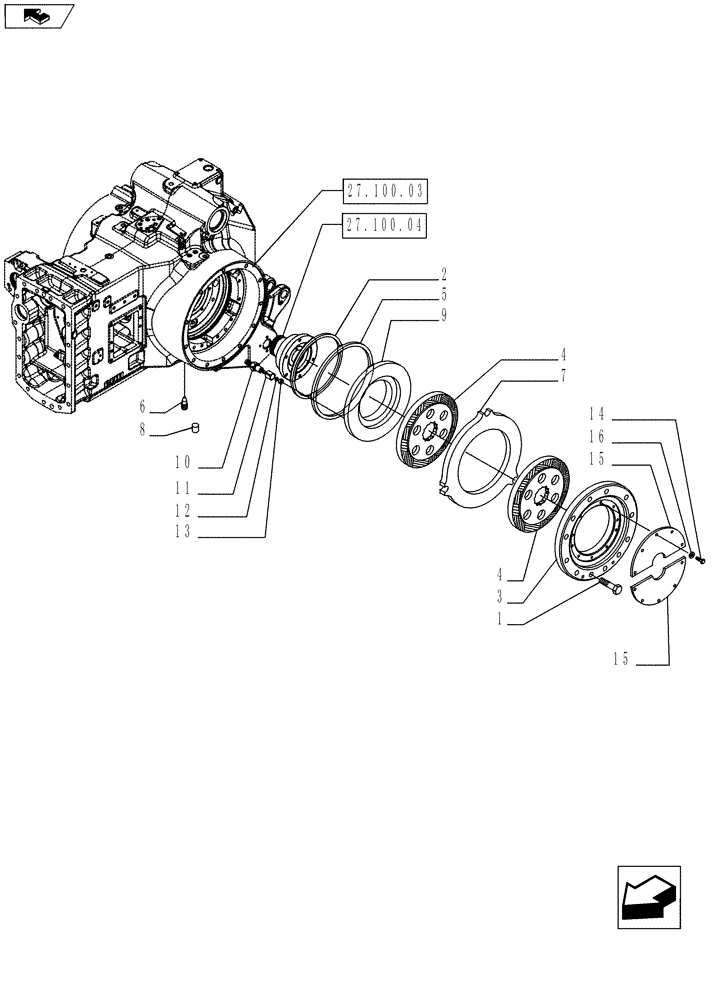 Схема запчастей Case IH MAGNUM 180 - (33.202.02) - TRANSMISSION BRAKES, WITH CONTINUOUSLY VARIABLE TRANSMISSION (33) - BRAKES & CONTROLS