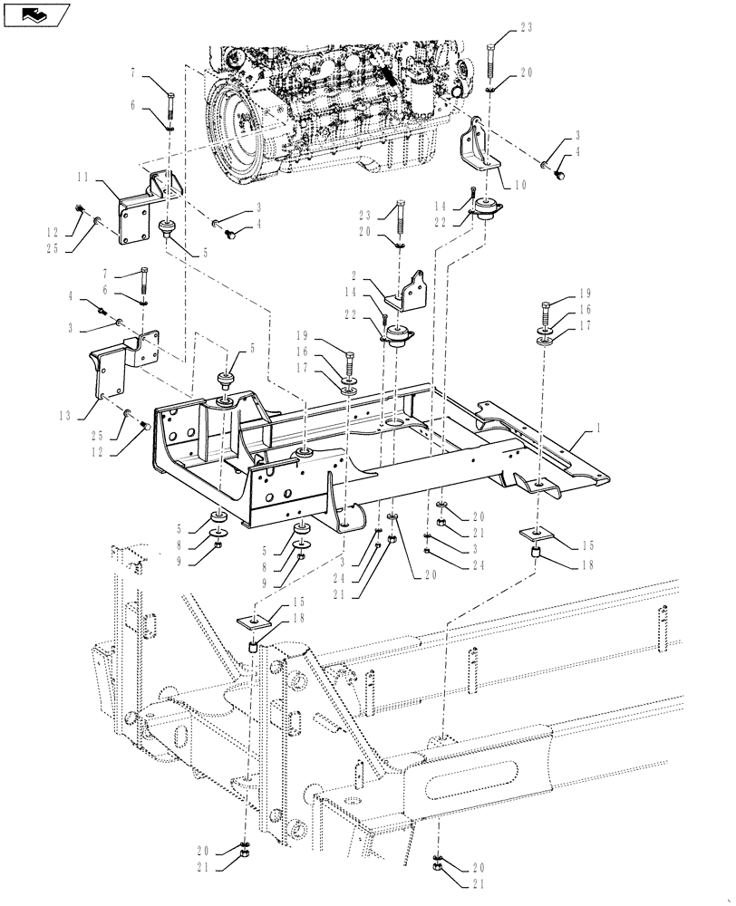 Схема запчастей Case IH 3330 - (10.012.02) - ENGINE MOUNTING GROUP (10) - ENGINE