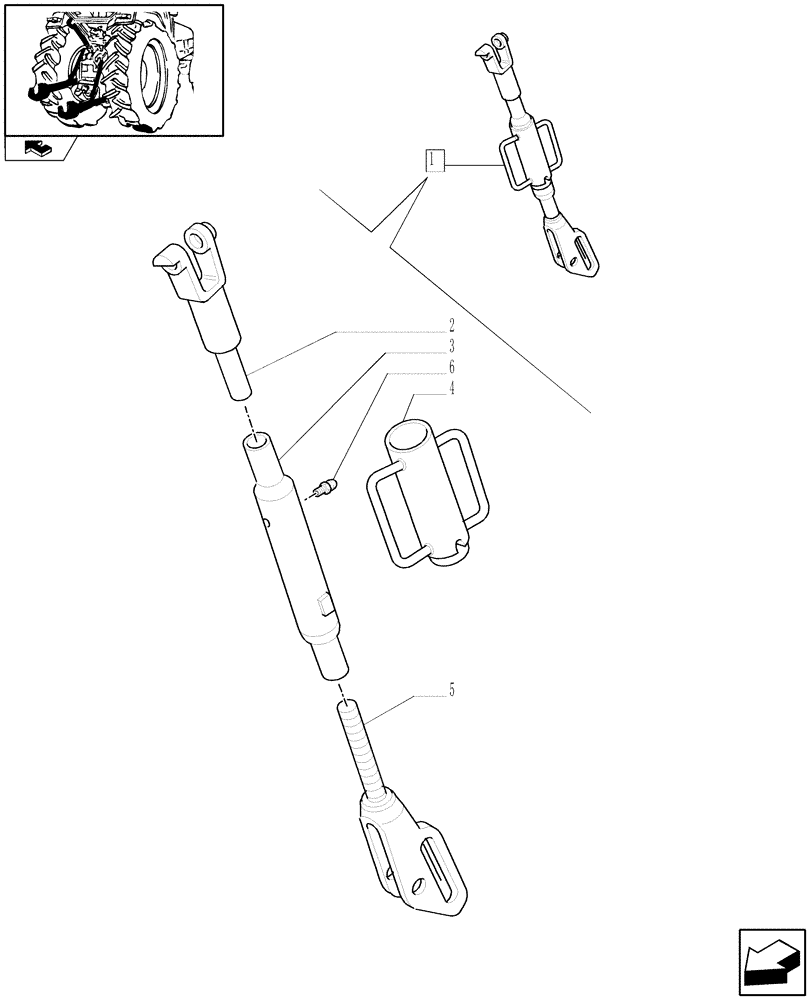 Схема запчастей Case IH FARMALL 70 - (1.89.6/01) - RH SIDE ADJUSTABLE TIE ROD (VAR.335934-336934) (09) - IMPLEMENT LIFT