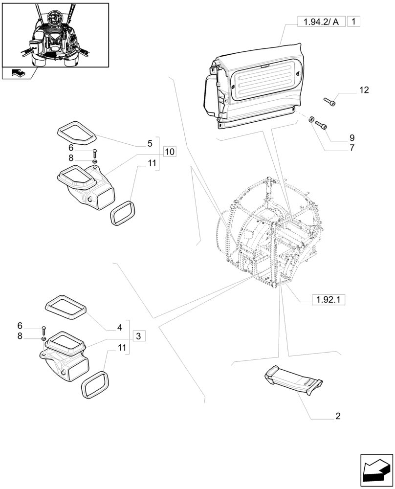 Схема запчастей Case IH PUMA 165 - (1.94.2[01]) - HEATING/AIR CONDITIONING - FAN AND VENTILATION DUCTS (10) - OPERATORS PLATFORM/CAB