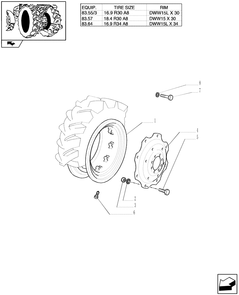 Схема запчастей Case IH FARMALL 60 - (83.00[04]) - DRIVE WHEELS (11) - WHEELS/TRACKS