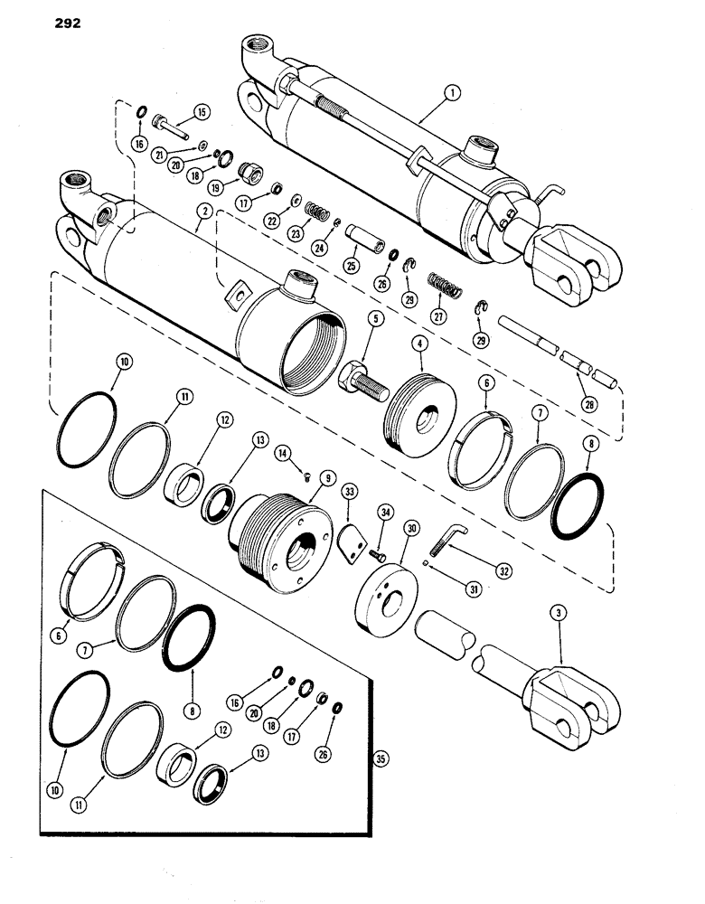 Схема запчастей Case IH 770 - (292) - 4" X 8" REMOTE HYDRAULIC CYLINDER, W/O GLAND IDENTIFICATION GROOVE (09) - CHASSIS/ATTACHMENTS