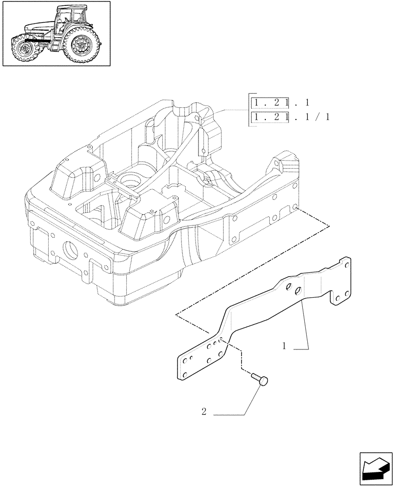 Схема запчастей Case IH MXM120 - (1.21.1/02) - (VAR.245) SIDE RAILS (03) - TRANSMISSION