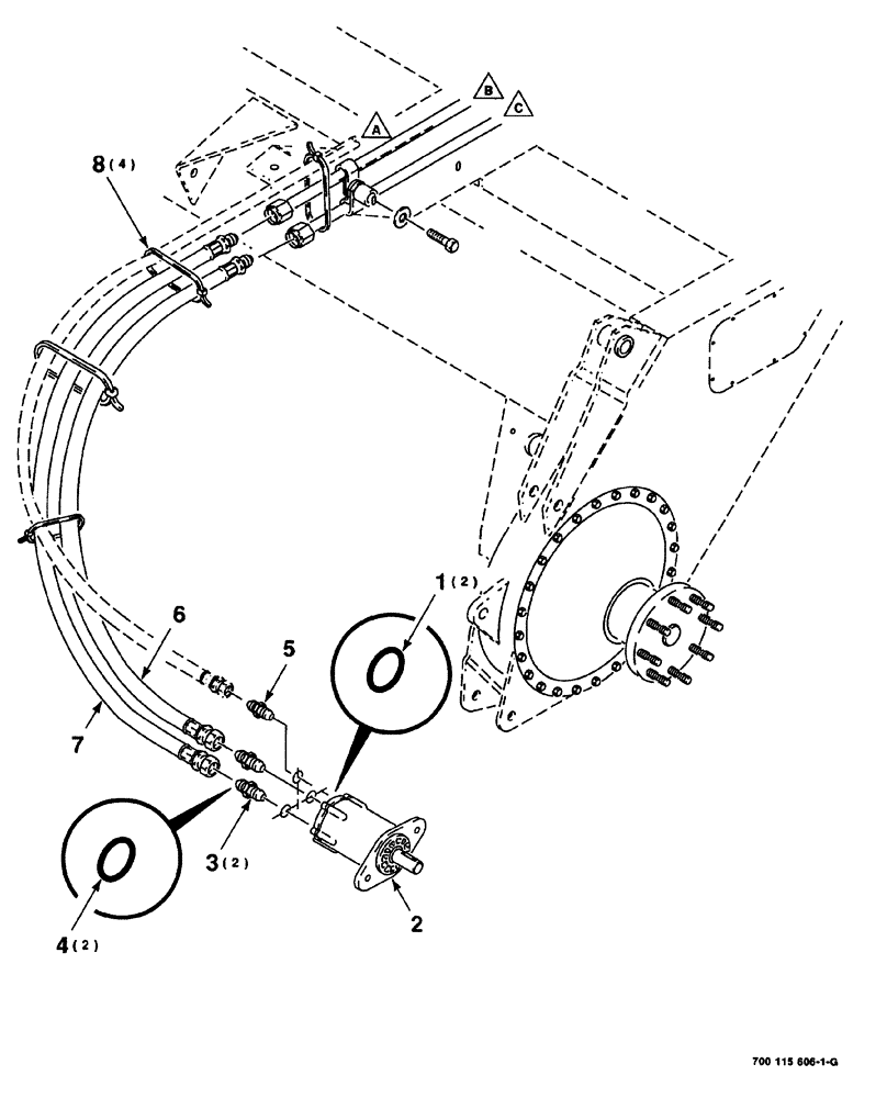 Схема запчастей Case IH 8840 - (08-034) - HEADER DRIVE ASSEMBLY (FRONT) (58) - ATTACHMENTS/HEADERS