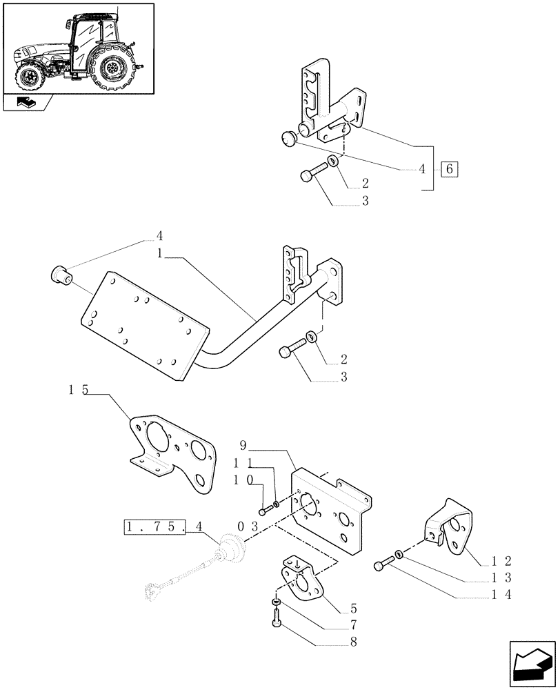 Схема запчастей Case IH FARMALL 95N - (1.92.75[02]) - LICENSE PLATE SUPPORT AND 7-PIN TRAILER CONNECTOR BRACKET (10) - OPERATORS PLATFORM/CAB