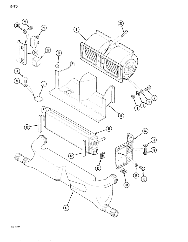 Схема запчастей Case IH 995 - (9-070) - CAB, HEATER ASSEMBLY (09) - CHASSIS/ATTACHMENTS