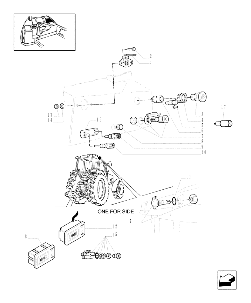 Схема запчастей Case IH MXM130 - (1.91.7[01]) - POWER SOCKETS AND CLOCK (10) - OPERATORS PLATFORM/CAB