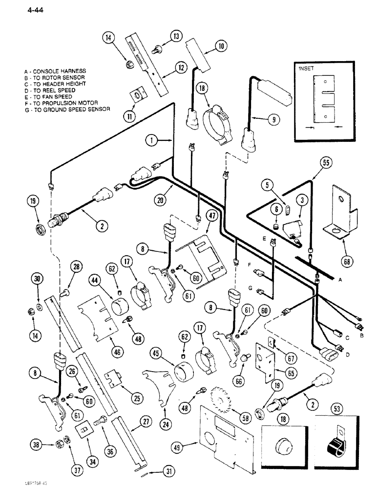 Схема запчастей Case IH 1640 - (4-44) - SHAFT SPEED MONITOR CONTROL, COMBINES WITH STRAW CHOPPER (06) - ELECTRICAL