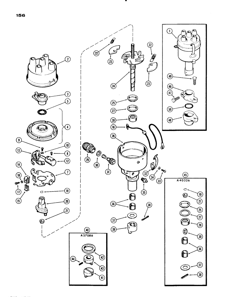 Схема запчастей Case IH 830-SERIES - (156) - A24506 DISTRIBUTOR, 251 AND 284 SPARK IGNITION ENGINES (04) - ELECTRICAL SYSTEMS