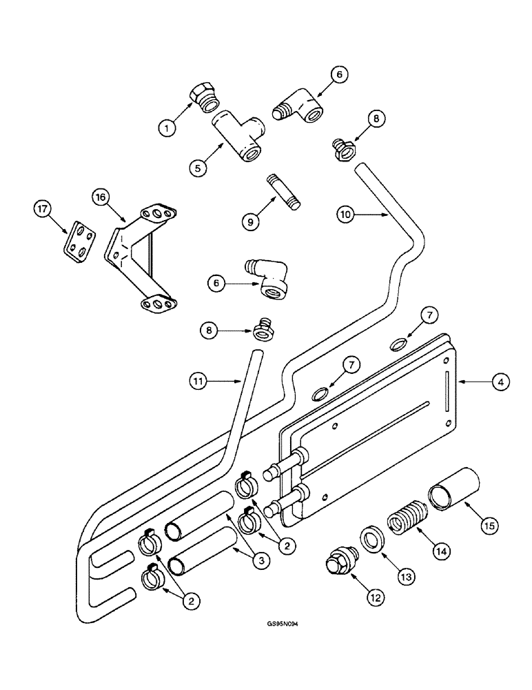 Схема запчастей Case IH D-310 - (5-120) - ENGINE OIL COOLER AND CONNECTIONS, 715 COMBINES 