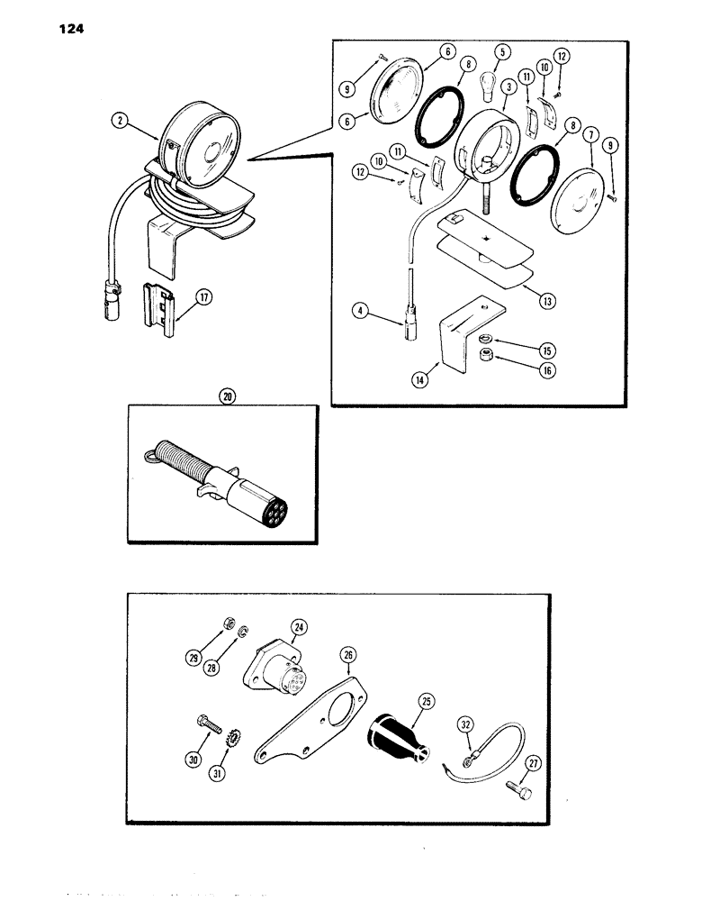 Схема запчастей Case IH 870 - (124) - IMPLEMENT WARNING LAMP (04) - ELECTRICAL SYSTEMS