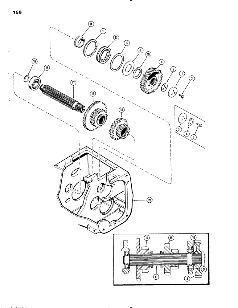 Схема запчастей Case IH 1090 - (158) - SLIDING GEAR SHAFT, POWER SHIFT (06) - POWER TRAIN