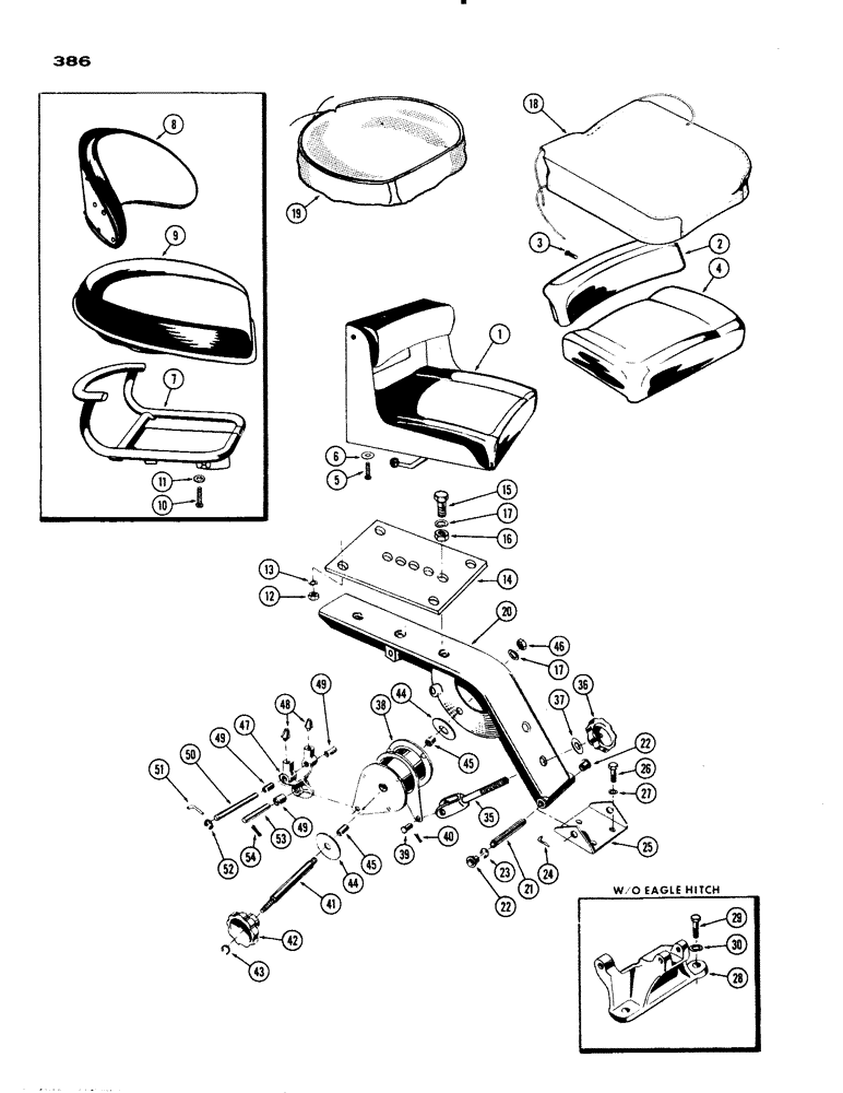 Схема запчастей Case IH 830-SERIES - (386) - SEAT, ALL 730 AND 830, EXCEPT GROVE (09) - CHASSIS/ATTACHMENTS