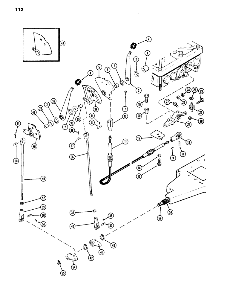 Схема запчастей Case IH 1070 - (112) - GEAR AND RANGE SHIFT LINKAGE, POWER SHIFT (06) - POWER TRAIN