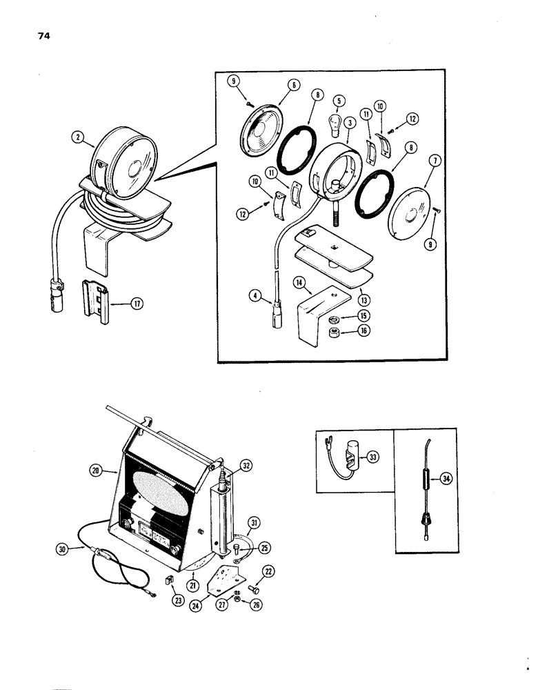 Схема запчастей Case IH 1270 - (074) - WARNING LAMP (04) - ELECTRICAL SYSTEMS