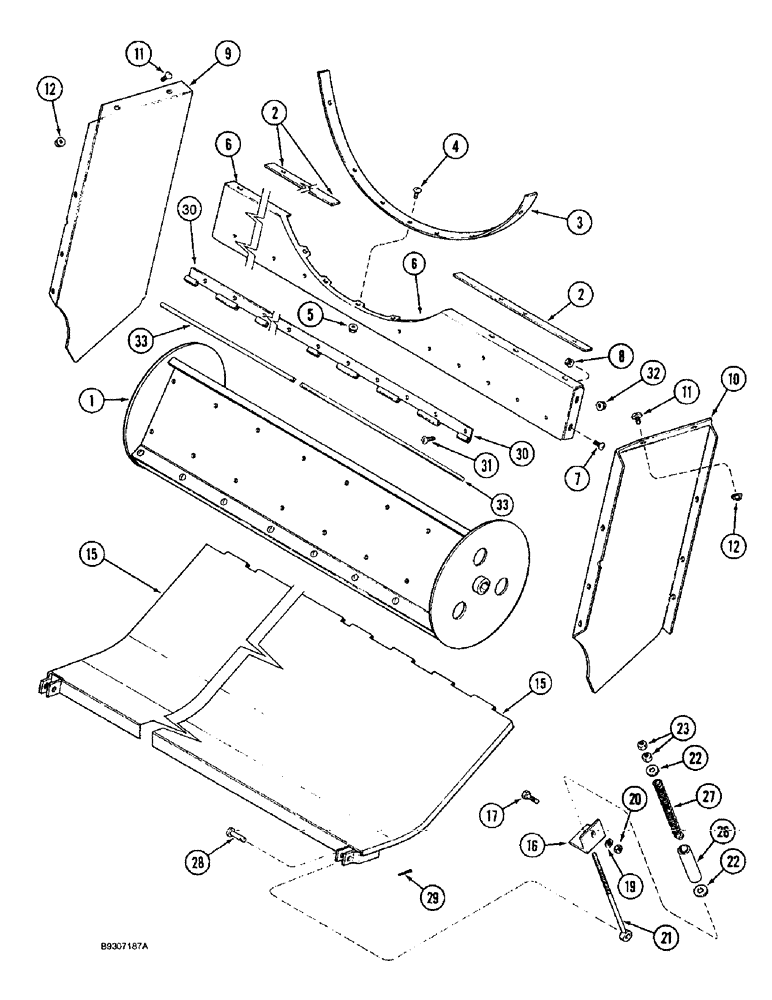 Схема запчастей Case IH 1666 - (9C-06) - DISCHARGE BEATER BOTTOM, RICE, SPRING LOADED (15) - BEATER & CLEANING FANS