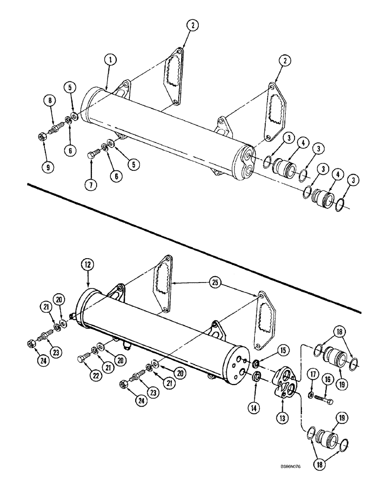 Схема запчастей Case IH 1680 - (2-36) - OIL COOLER, DTI-466C DIESEL ENGINE, PRIOR TO ENGINE SERIAL (01) - ENGINE