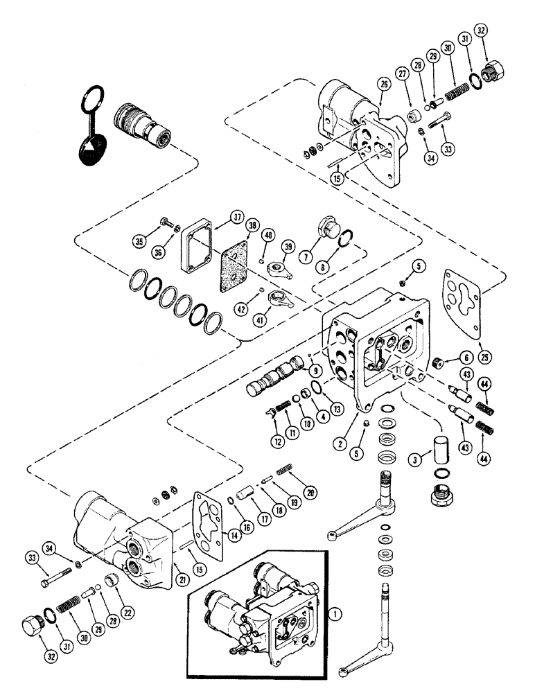 Схема запчастей Case IH 2470 - (370) - A77073 REMOTE HYDRAULIC VALVE, WITHOUT RELIEF VALVE, PRIOR TO P.I.N. 8763920 (08) - HYDRAULICS