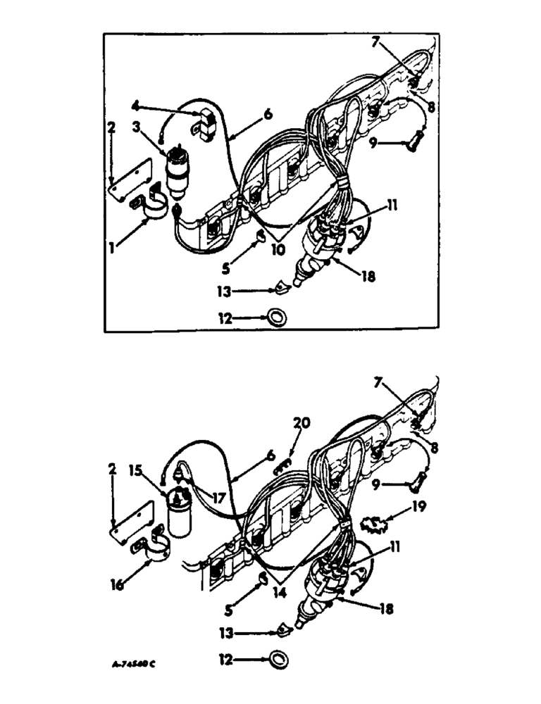 Схема запчастей Case IH C-221 - (A-12) - SPARK PLUGS, COIL, CABLES AND DISTRIBUTOR 