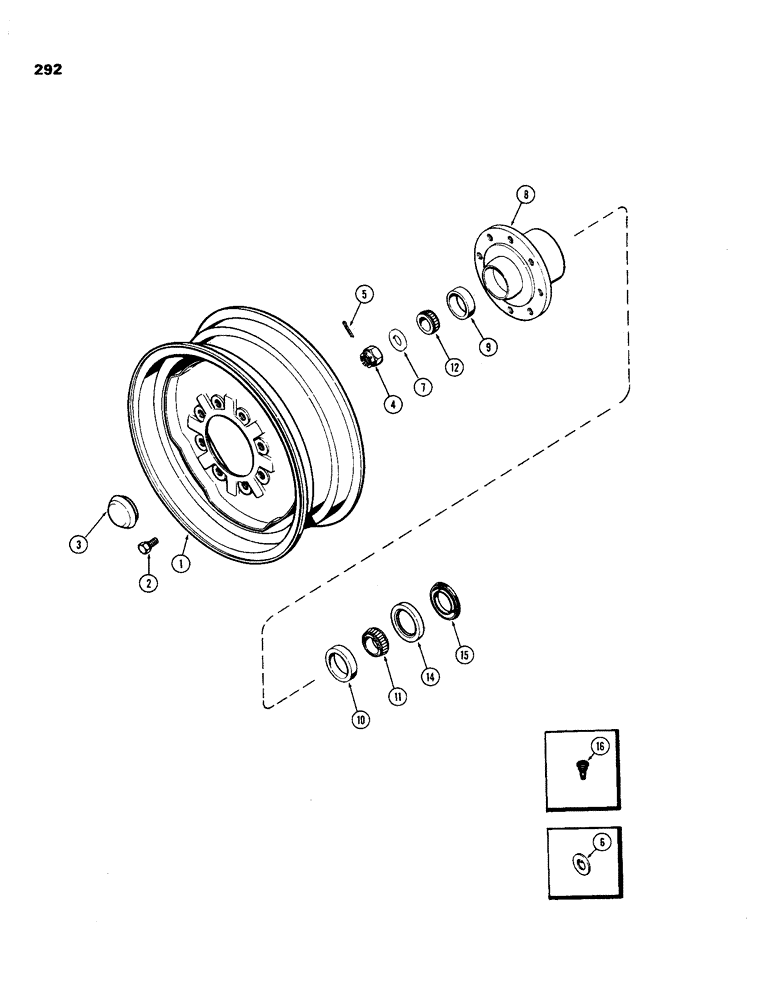 Схема запчастей Case IH 970 - (292) - FRONT WHEELS, WITH 8 BOLT HUB (05) - STEERING