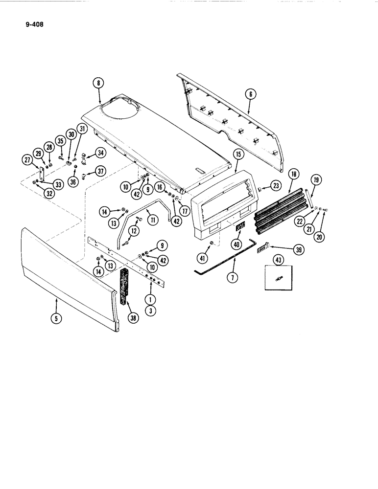 Схема запчастей Case IH 4494 - (9-408) - HOOD AND UPPER GRILLE (09) - CHASSIS/ATTACHMENTS