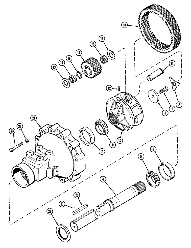 Схема запчастей Case IH 1896 - (6-198) - REAR AXLE, HOUSING AND PLANETARY GEARS, 96 INCH LONG (2438 MM) 3-1/2 INCH (89 MM) DIAMETER (06) - POWER TRAIN