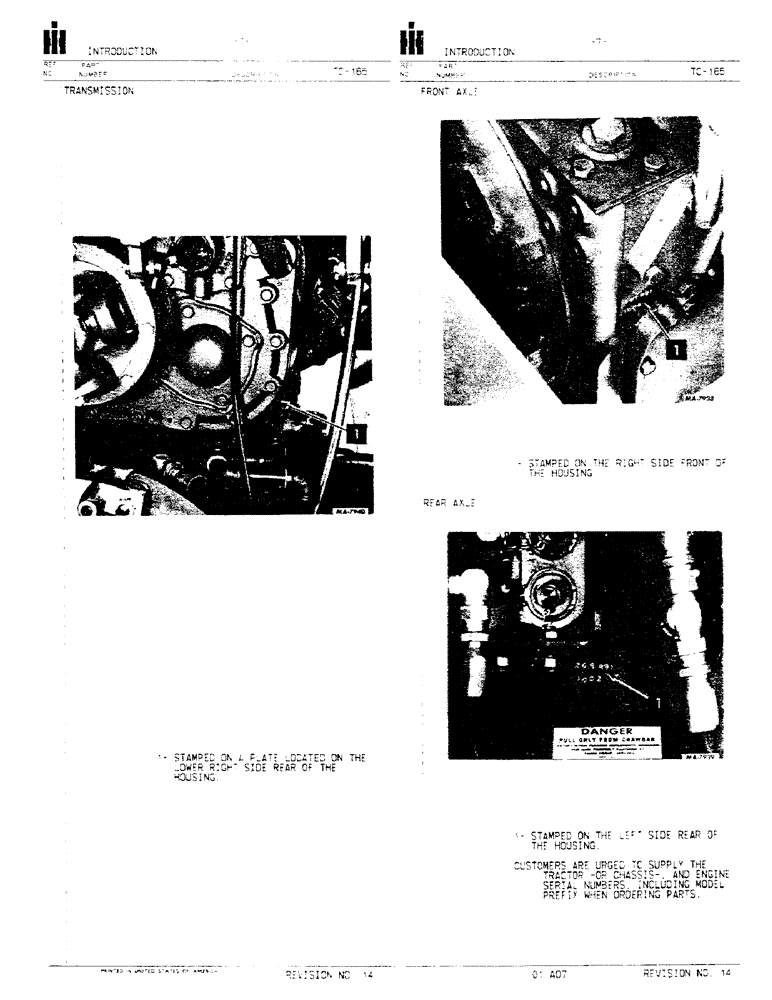 Схема запчастей Case IH 4386 - (01-07) - INTRODUCTION - SERIAL NUMBER LOCATIONS (00) - GENERAL