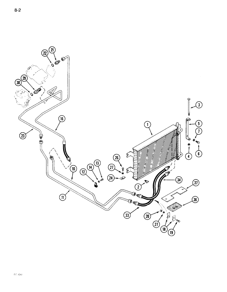 Схема запчастей Case IH 1896 - (8-02) - OIL COOLER, HYDRAULIC (08) - HYDRAULICS