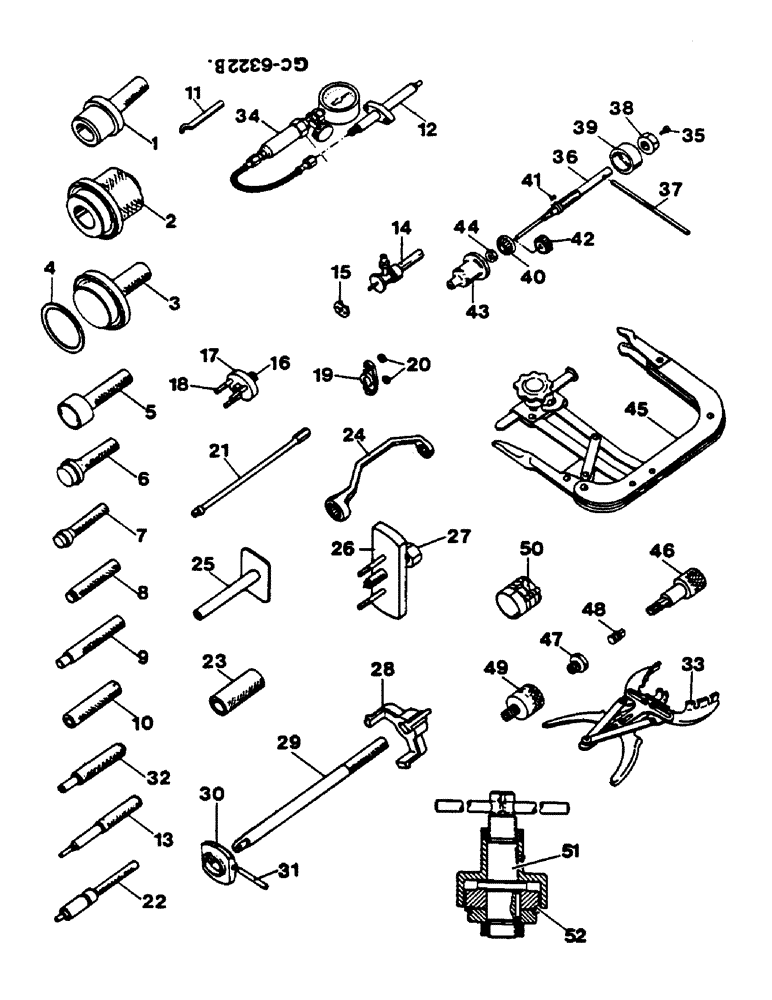 Схема запчастей Case IH 744 - (1B01) - SERVICE TOOLS FOR ENGINE Accessories & Attachments / Miscellaneous