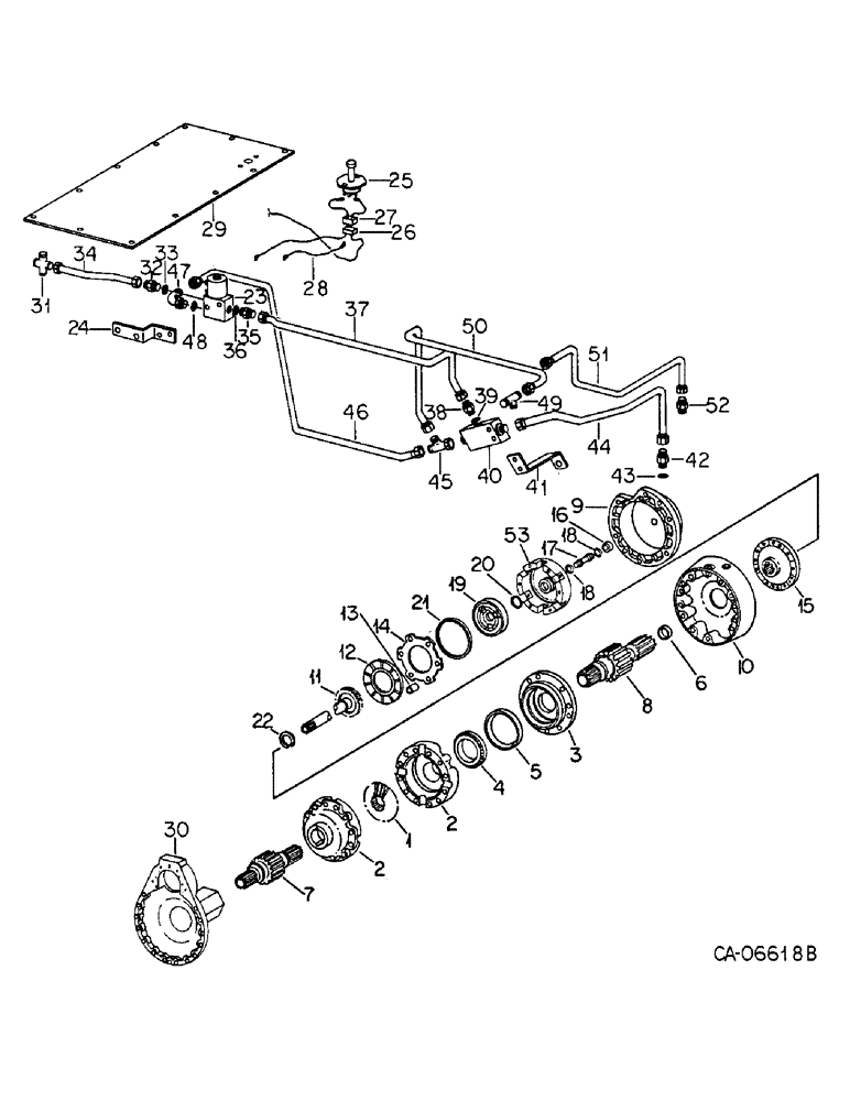 Схема запчастей Case IH HYDRO 186 - (07-31) - DRIVE TRAIN, DIFFERENTIAL LOCK ATTACHMENT, TRACTOR WITH SERIAL NO. 10012 AND ABOVE (04) - Drive Train