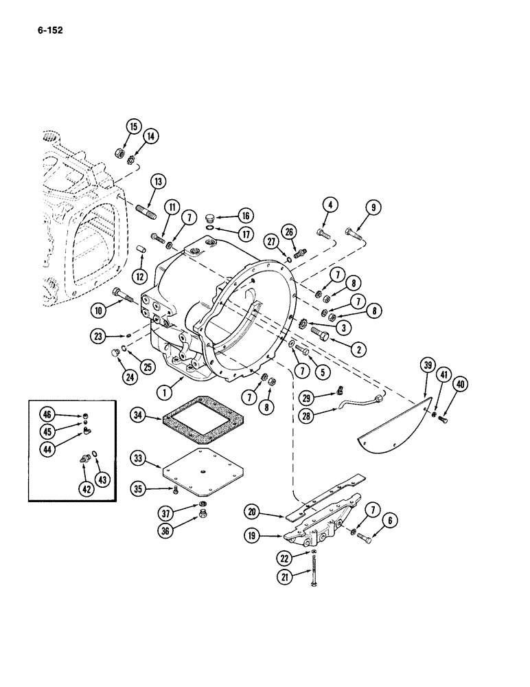 Схема запчастей Case IH 2094 - (6-152) - POWER SHIFT TRANSMISSION, CLUTCH HOUSING (06) - POWER TRAIN