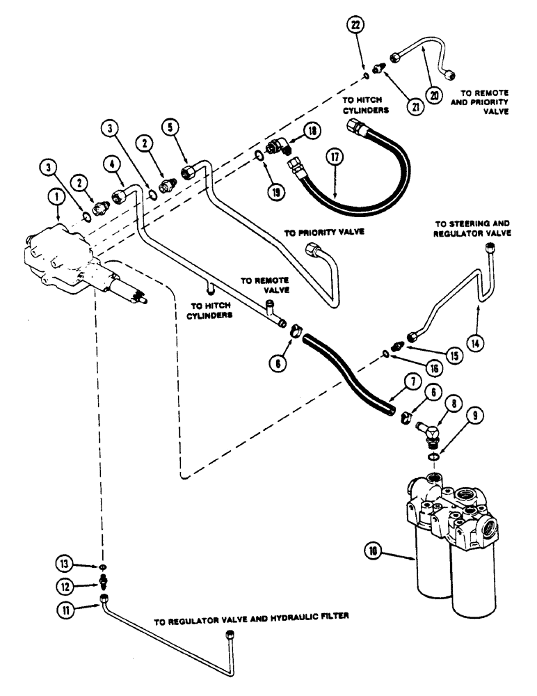 Схема запчастей Case IH 4690 - (8-310) - DEPTH CONTROL VALVE CIRCUITRY, P.I.N. 8860450 AND AFTER (08) - HYDRAULICS