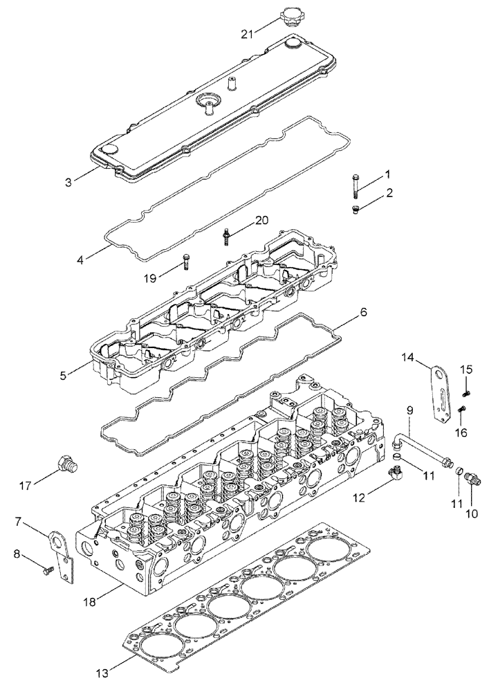 Схема запчастей Case IH TITAN 3020 - (02-044) - CYLINDER HEAD AND COVER (01) - ENGINE