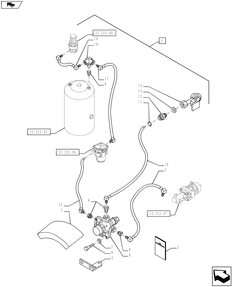 Схема запчастей Case IH PUMA 160 - (88.033.01) - DIA KIT, PNEUMATIC TRAILER BRAKE CONVERSION KIT (UNIVERSAL TO GERMAN) (88) - ACCESSORIES