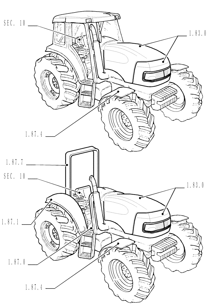 Схема запчастей Case IH MAXXUM 110 - (1.82.9) - SEC. 08 - SHEET METAL (08) - SHEET METAL