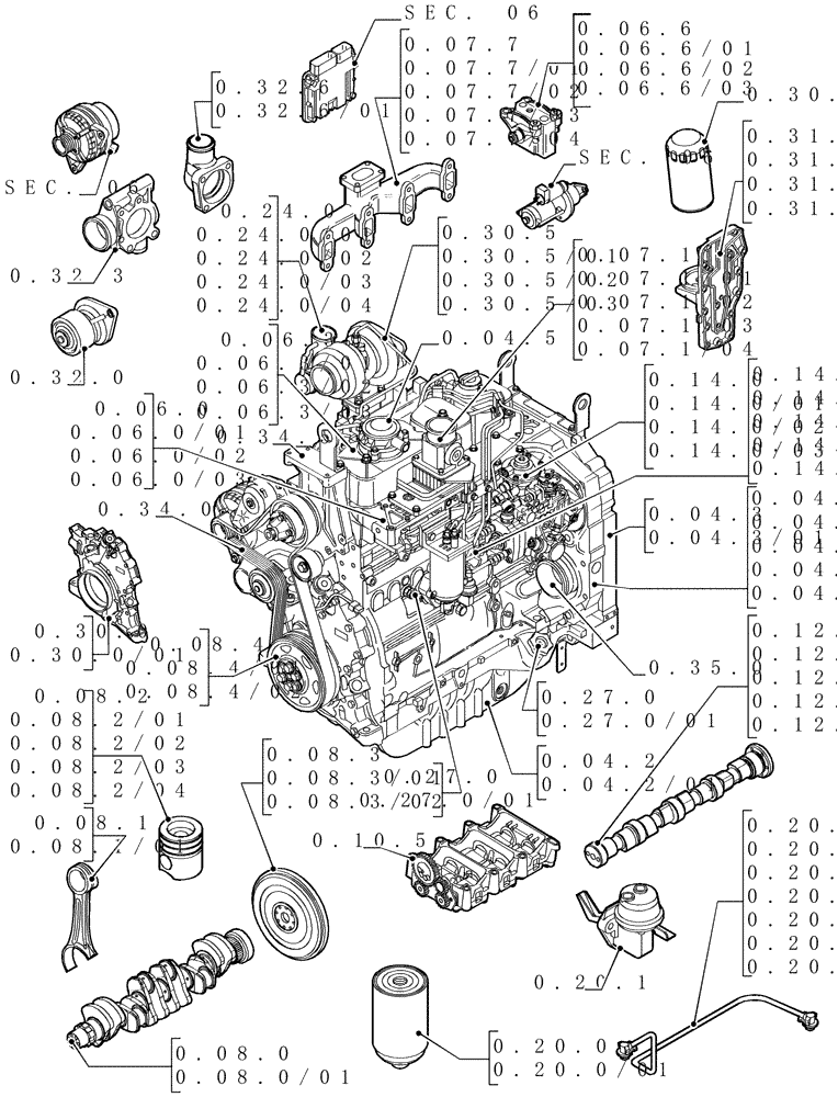Схема запчастей Case IH MAXXUM 110 - (0.02.0) - SEC. 01 - ENGINE (01) - ENGINE