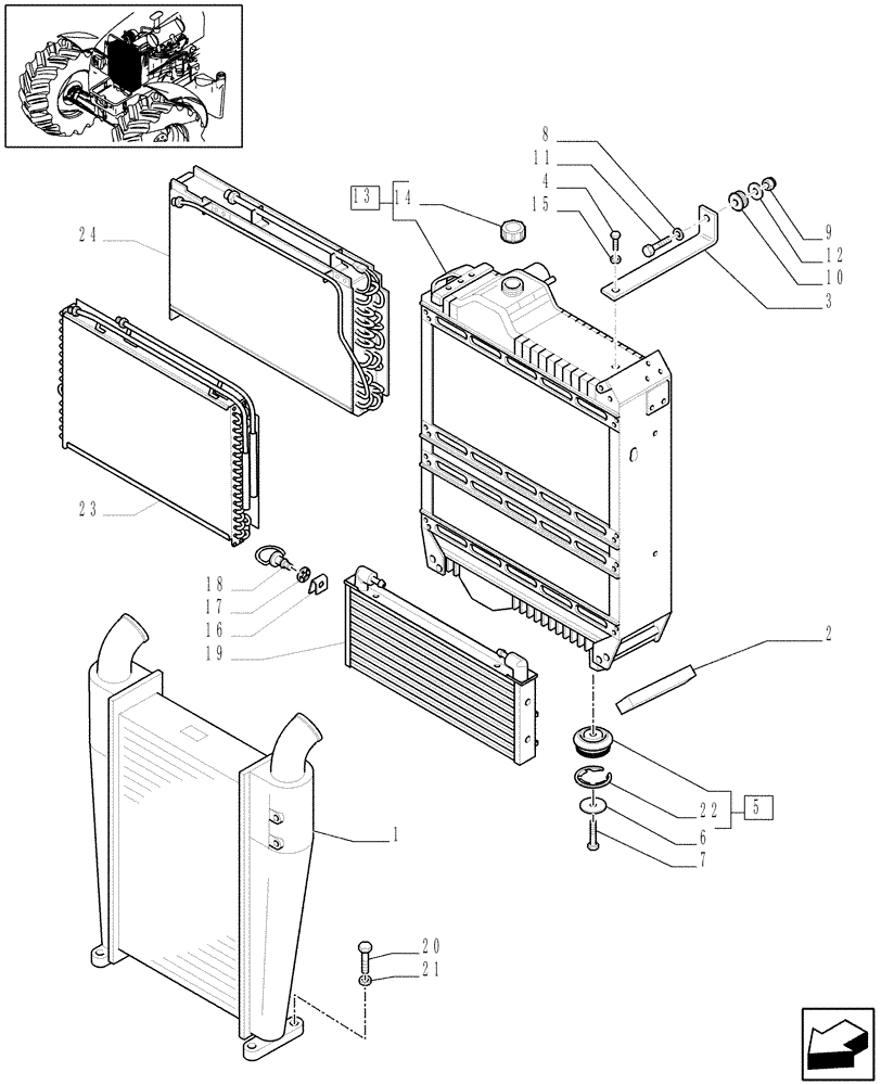 Схема запчастей Case IH MAXXUM 110 - (1.17.0/01) - RADIATOR, COOLING SYSTEM & RELATED PARTS (02) - ENGINE EQUIPMENT